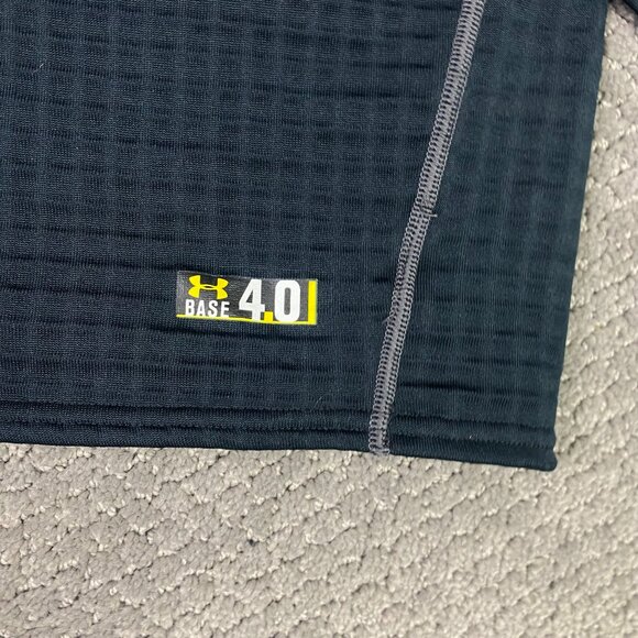 Under Armour Shirt Men's XL Black Base 4.0 Waffle Knit Base Layer Long Sleeve - Picture 2 of 10